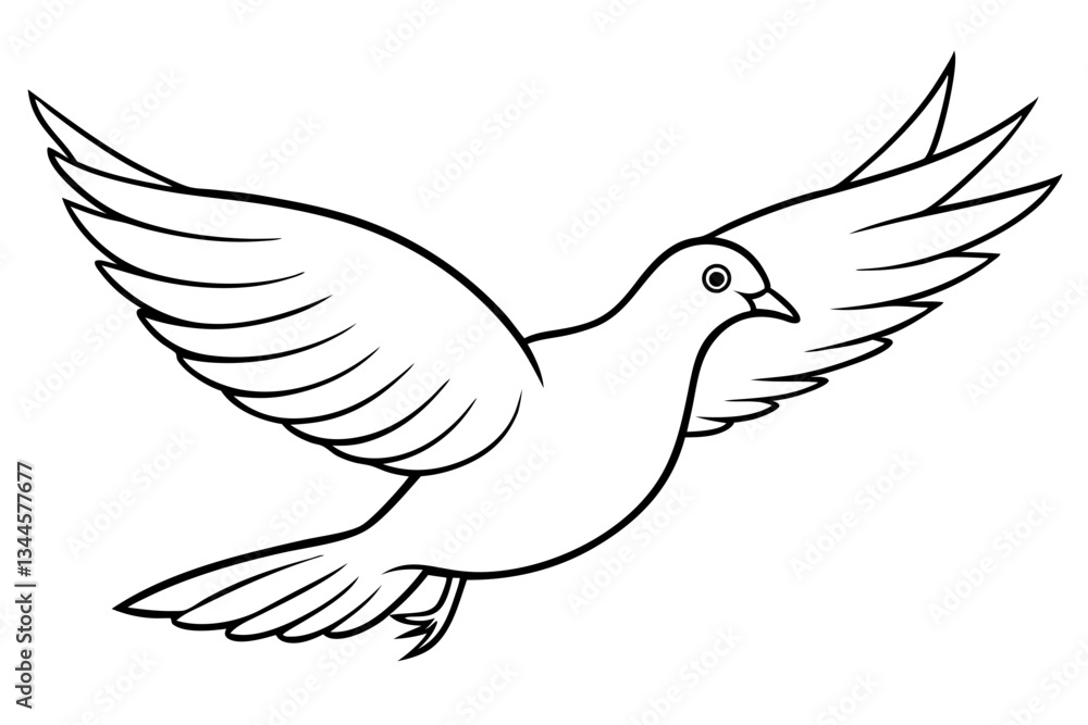 Fototapeta premium dove line art silhouette vector illustration