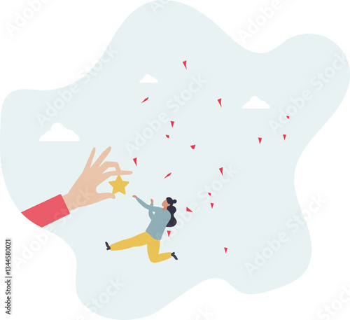 Employee success recognition, encourage and motivate best performance, cheering or honor on success or achievement concept.flat character life .