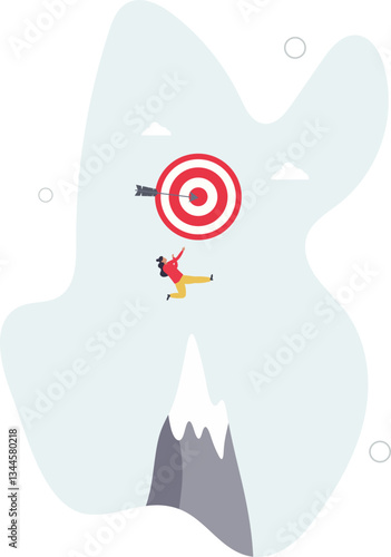 Business target, aiming high goal, objective or purpose, skill or aspiration to achieve target, precision or accuracy concept,flat character life .