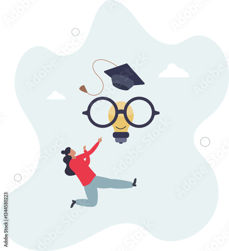 Education or knowledge is power to build creativity, idea or solution, academic or training course concept.flat character life .