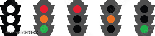 Traffic light interface icon in flat set. isolated in transparent background