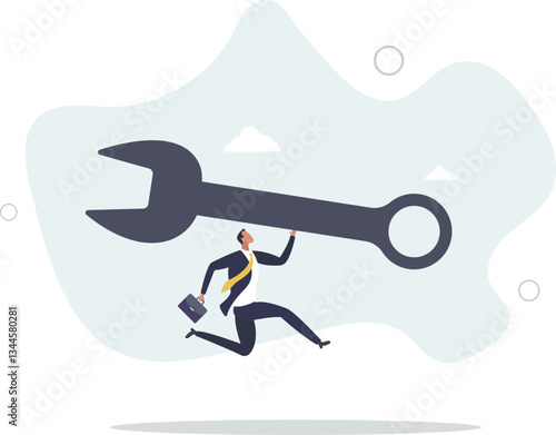 Fix business problem, help resolve problem, improve business in downturn or crisis management concept.flat character life .