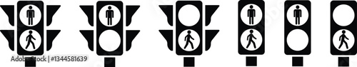Traffic light interface icon in flat set. isolated in transparent background