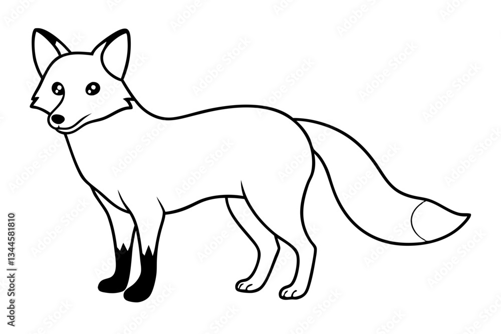 Fototapeta premium fox line art silhouette vector illustration