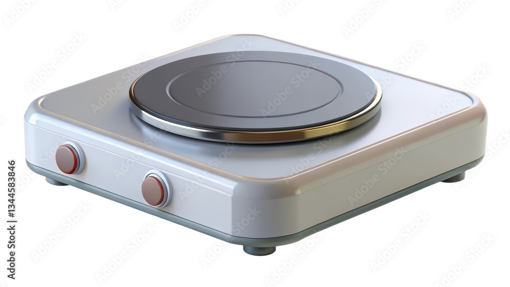 Fototapeta premium Single Electric Hot Plate, White, Isolated
