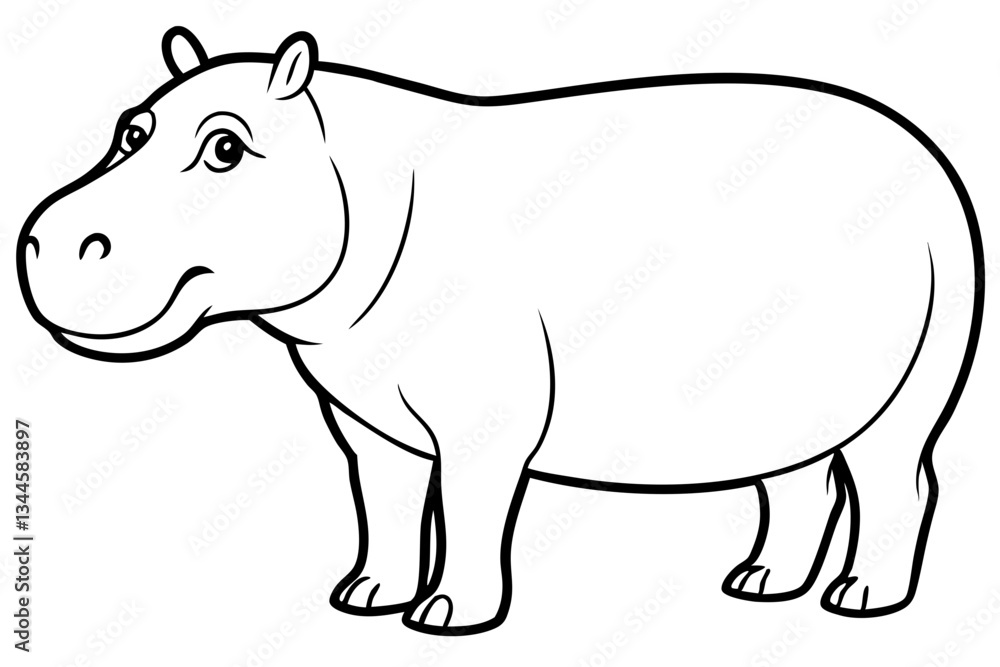 hippopotamus line art silhouette vector illustration hippopotamus line art silhouette vector illustration