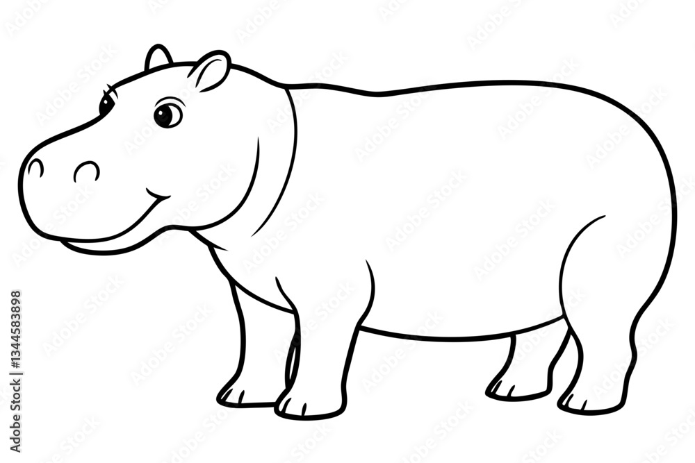 hippopotamus line art silhouette vector illustration hippopotamus line art silhouette vector illustration