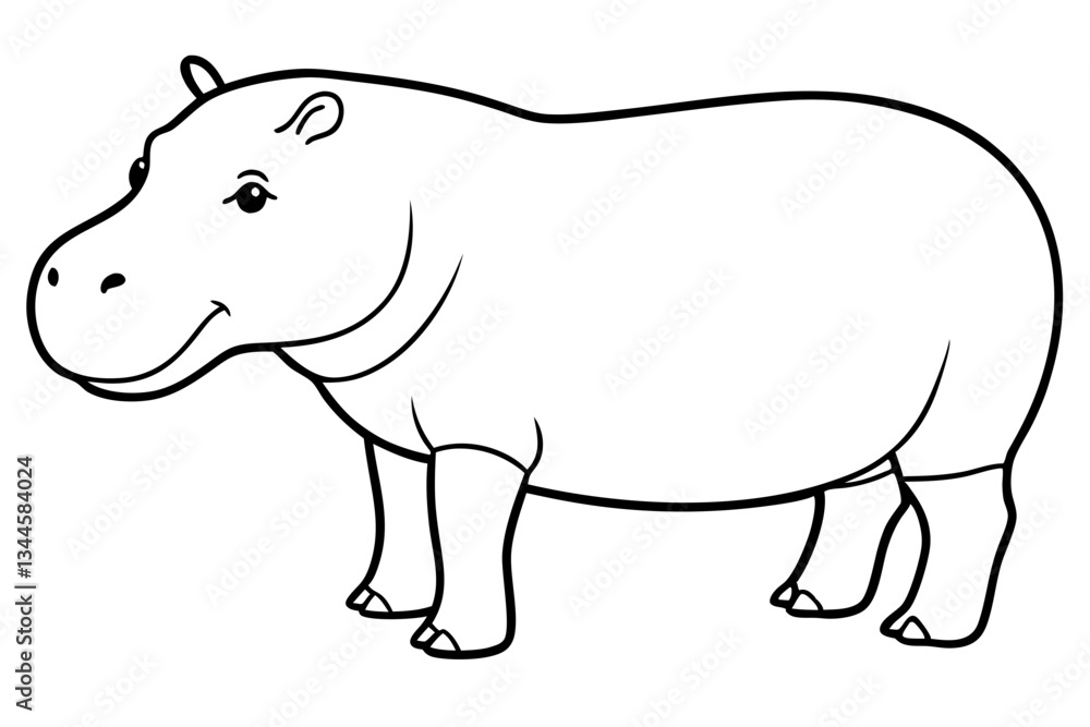 hippopotamus line art silhouette vector illustration hippopotamus line art silhouette vector illustration