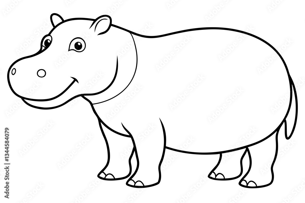 Obraz premium hippopotamus line art silhouette vector illustration