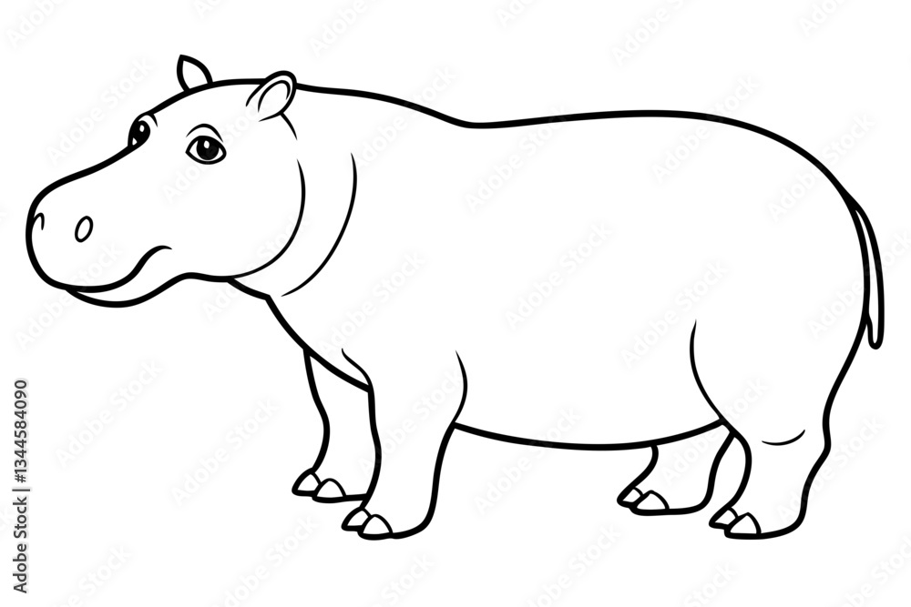 hippopotamus line art silhouette vector illustration hippopotamus line art silhouette vector illustration