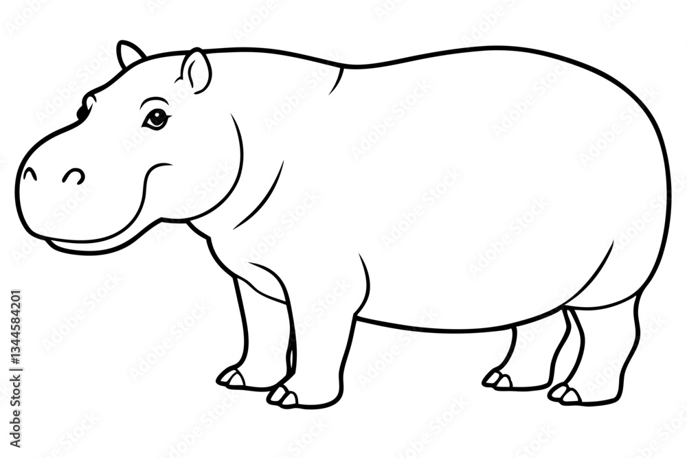 hippopotamus line art silhouette vector illustration hippopotamus line art silhouette vector illustration