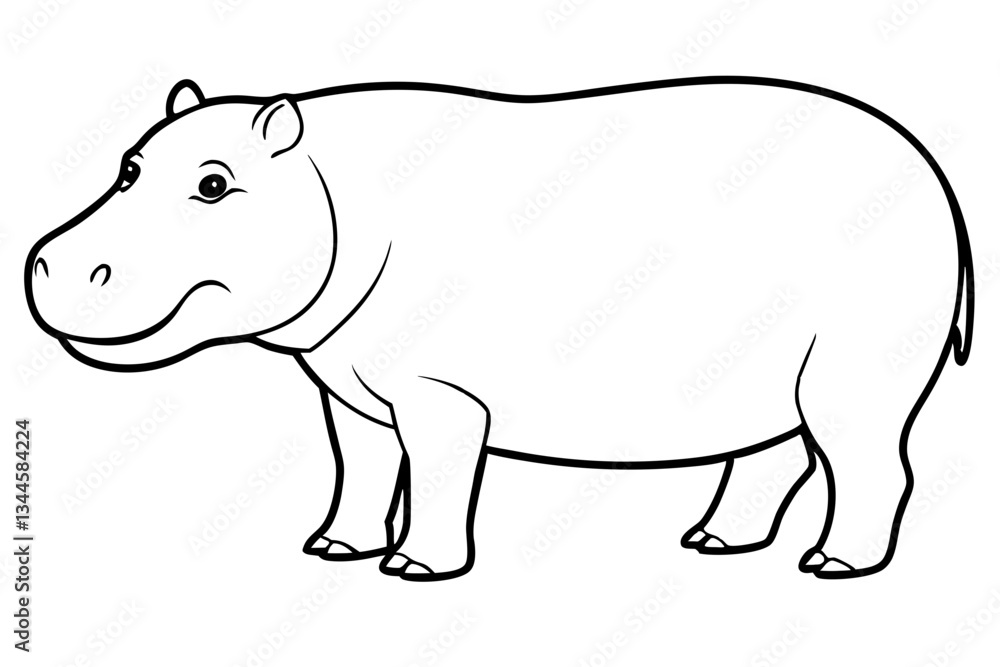 hippopotamus line art silhouette vector illustration hippopotamus line art silhouette vector illustration