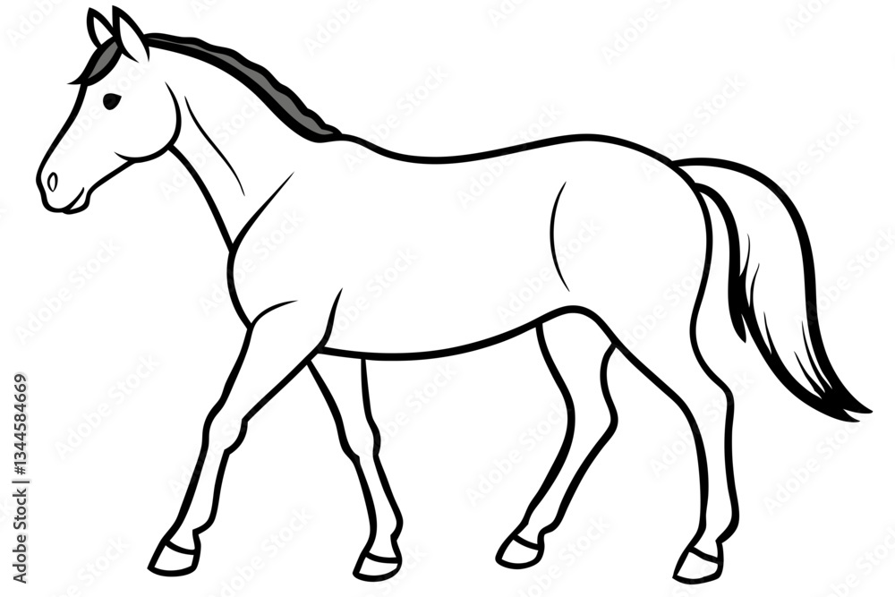 Fototapeta premium horse line art silhouette vector illustration