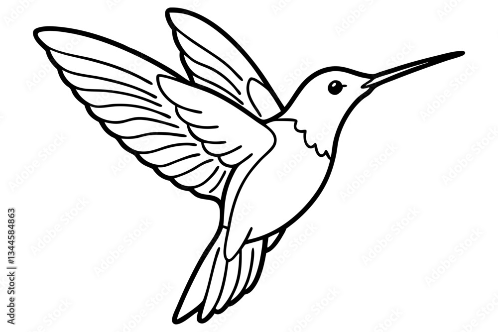 Naklejka premium hummingbird line art silhouette vector illustration