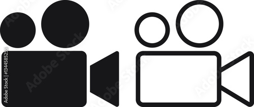 Camera Icon in flat, line Solid Style set. isolated on transparent background