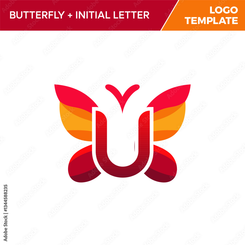 Obraz premium Letter U Butterfly Logo Template
