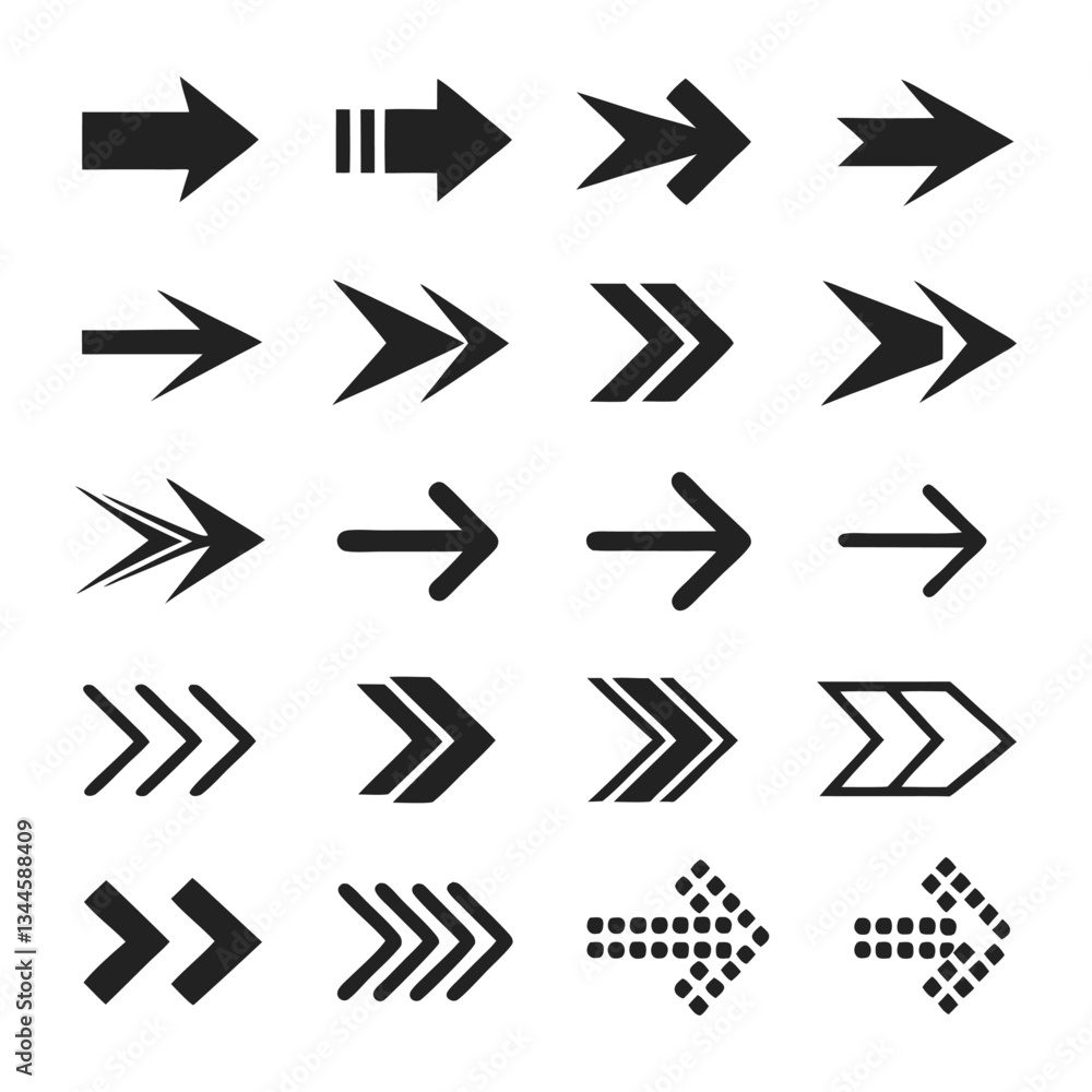 Direction and Navigation Icons – 20 Flat Arrow Vector Collection Direction and Navigation Icons – 20 Flat Arrow Vector Collection