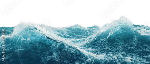 High-resolution image of stylized ocean waves with a clean, isolated background, Dynamic Ocean Waves PNG