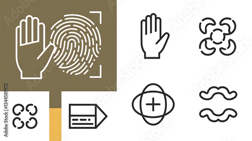 Biometric security and data processing icons