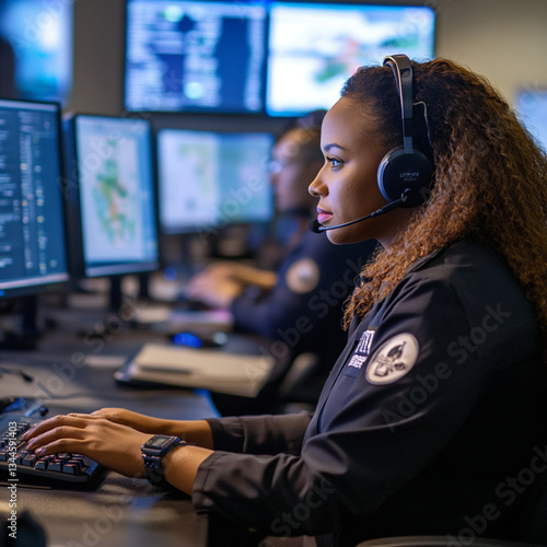 Cyber incident response command center operators monitoring security threats, analyzing data, and managing real-time cybersecurity operations