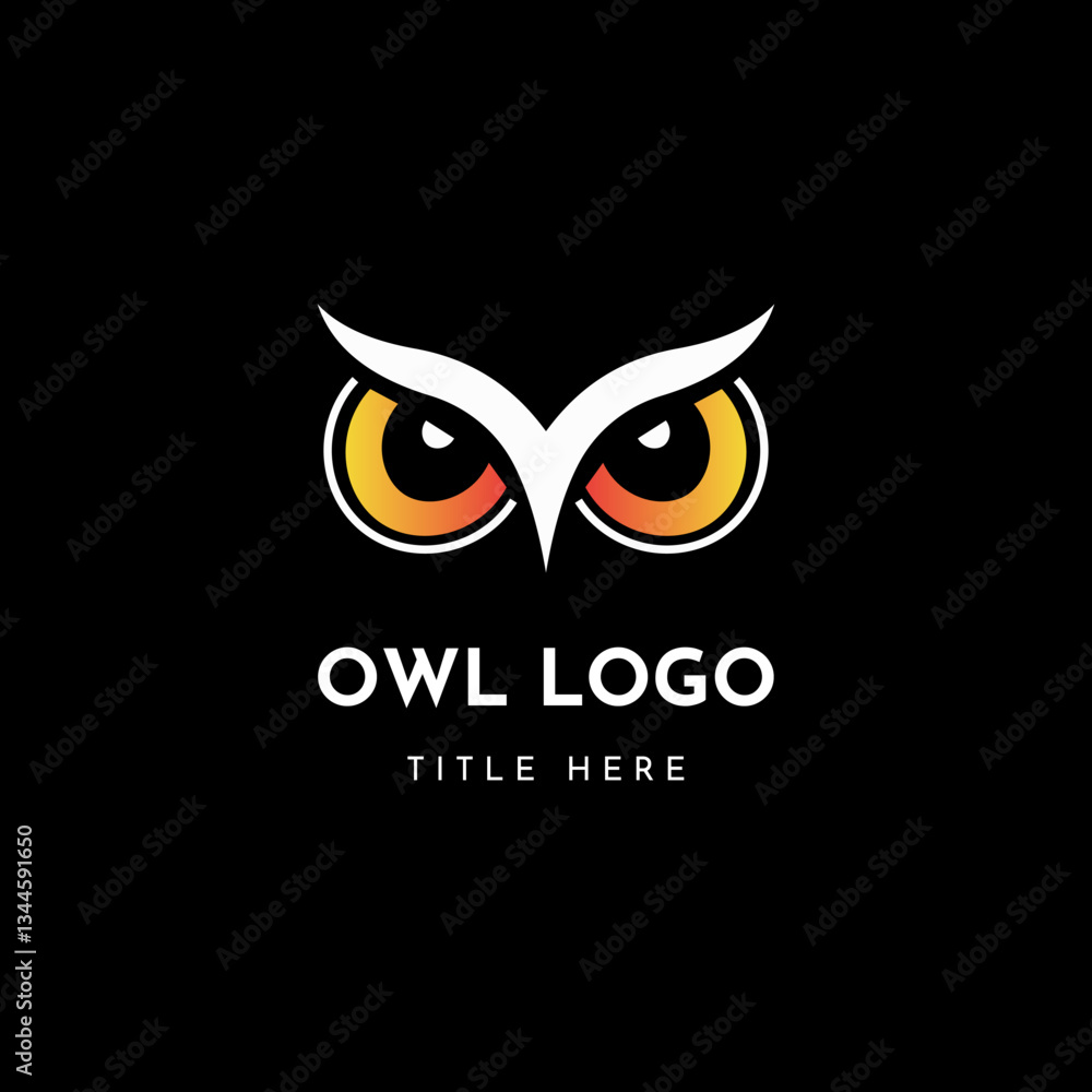 Cute cartoon vector icons featuring an owl's face with bright eyes and a black cat, dark animal art Cute cartoon vector icons featuring an owl's face with bright eyes and a black cat, dark animal art
