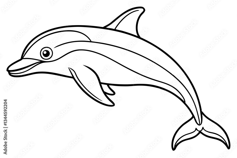 Fototapeta premium dolphin line art silhouette vector illustration