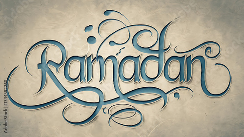 Ornate stylized typography Ramadan vintage-inspired decorative lettering for ad design