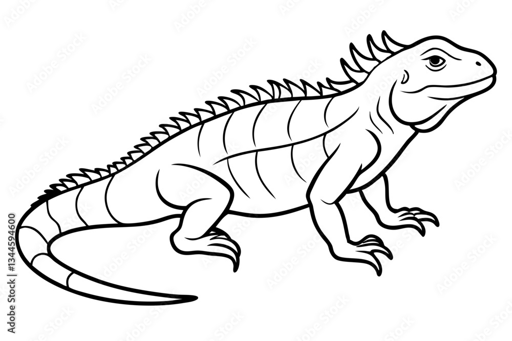 Fototapeta premium marine iguana line art silhouette vector illustration