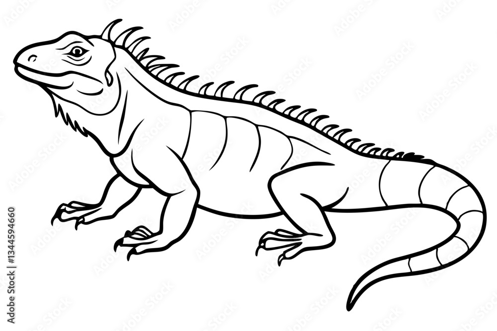 marine iguana line art silhouette vector illustration marine iguana line art silhouette vector illustration