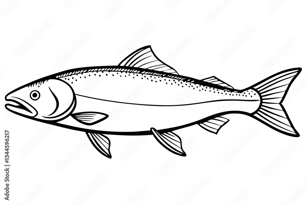 Fototapeta premium salmon line art silhouette vector illustration
