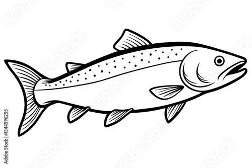 salmon line art silhouette vector illustration