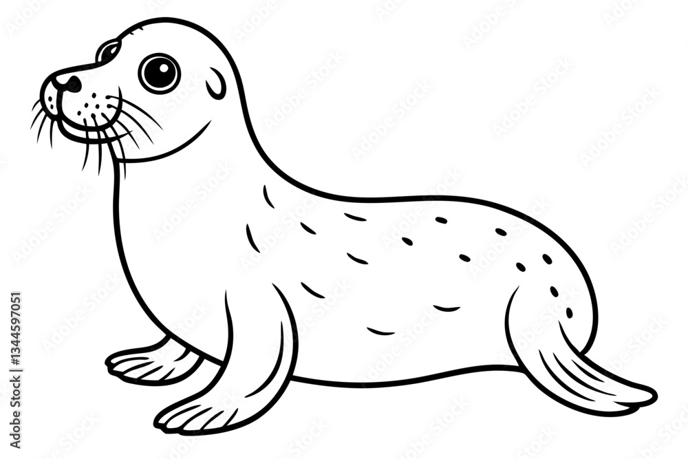 Fototapeta premium seal line art silhouette vector illustration