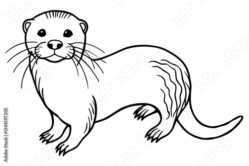 sea otter line art silhouette vector illustration