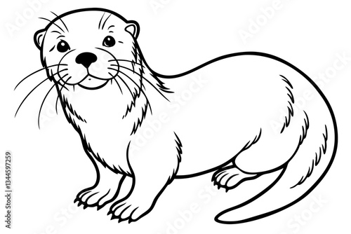 sea otter line art silhouette vector illustration