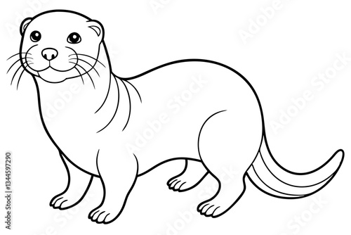 sea otter line art silhouette vector illustration