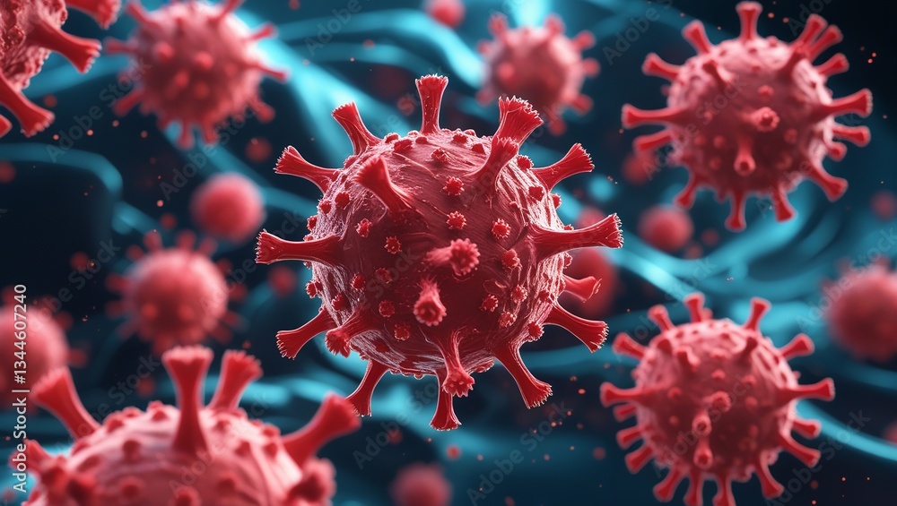 Close-Up of Virus Cells in a Scientific Visualization Close-Up of Virus Cells in a Scientific Visualization