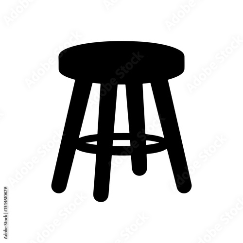 Round wooden stool silhouette icon vector flat design.