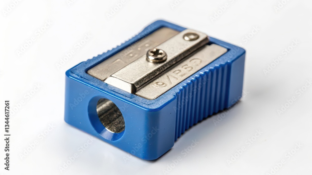 Blue Pencil Sharpener on White Background Blue Pencil Sharpener on White Background