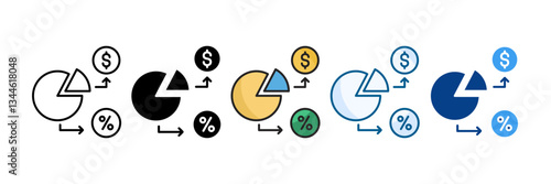 Pie Chart Icon Set Multiple Style Collection