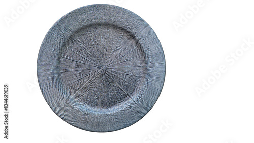 Obraz na płótnie Shiny silver decorative plate with radial lines isolated on a white background w salonie