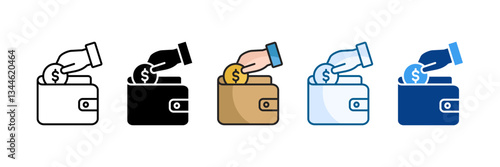 Wallet Icon Set Multiple Style Collection