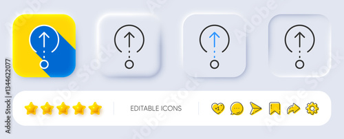 Swipe up line icon. Neumorphic, Flat shadow, 3d buttons. Scrolling arrow sign. Landing page scroll symbol. Line swipe up icon. Social media icons. Vector