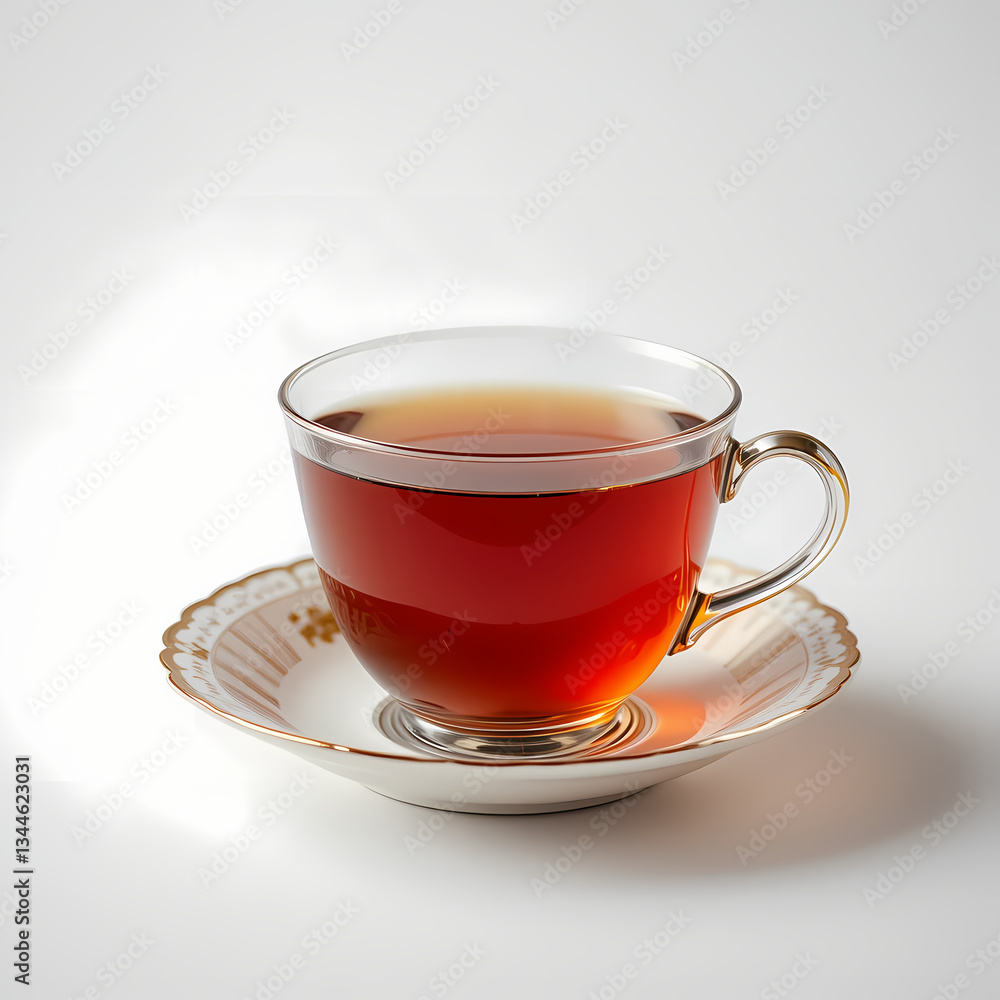 Aromatic Cup of Tea on Silver Saucer Aromatic Cup of Tea on Silver Saucer