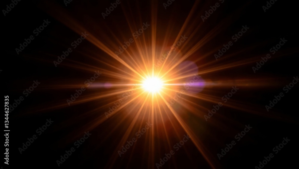 Radiant Light Burst Overlay Intense Solar Flare on Black Radiant Light Burst Overlay Intense Solar Flare on Black