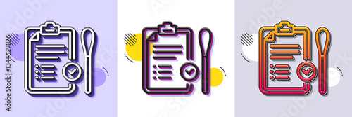Nasal swab test passed line icon. Halftone dotted pattern. Gradient icon with grain shadow. Report with cotton swab sign. Coronavirus testing symbol. Line nasal test icon. Various designs. Vector