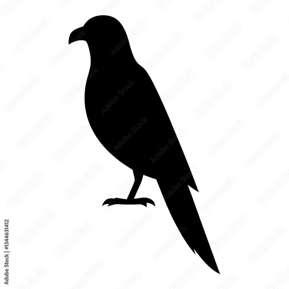 Fototapeta premium Vector illustration of a bird silhouette featuring a pigeon with a branch in winter, showcasing nature and wildlife in a simple, artistic design