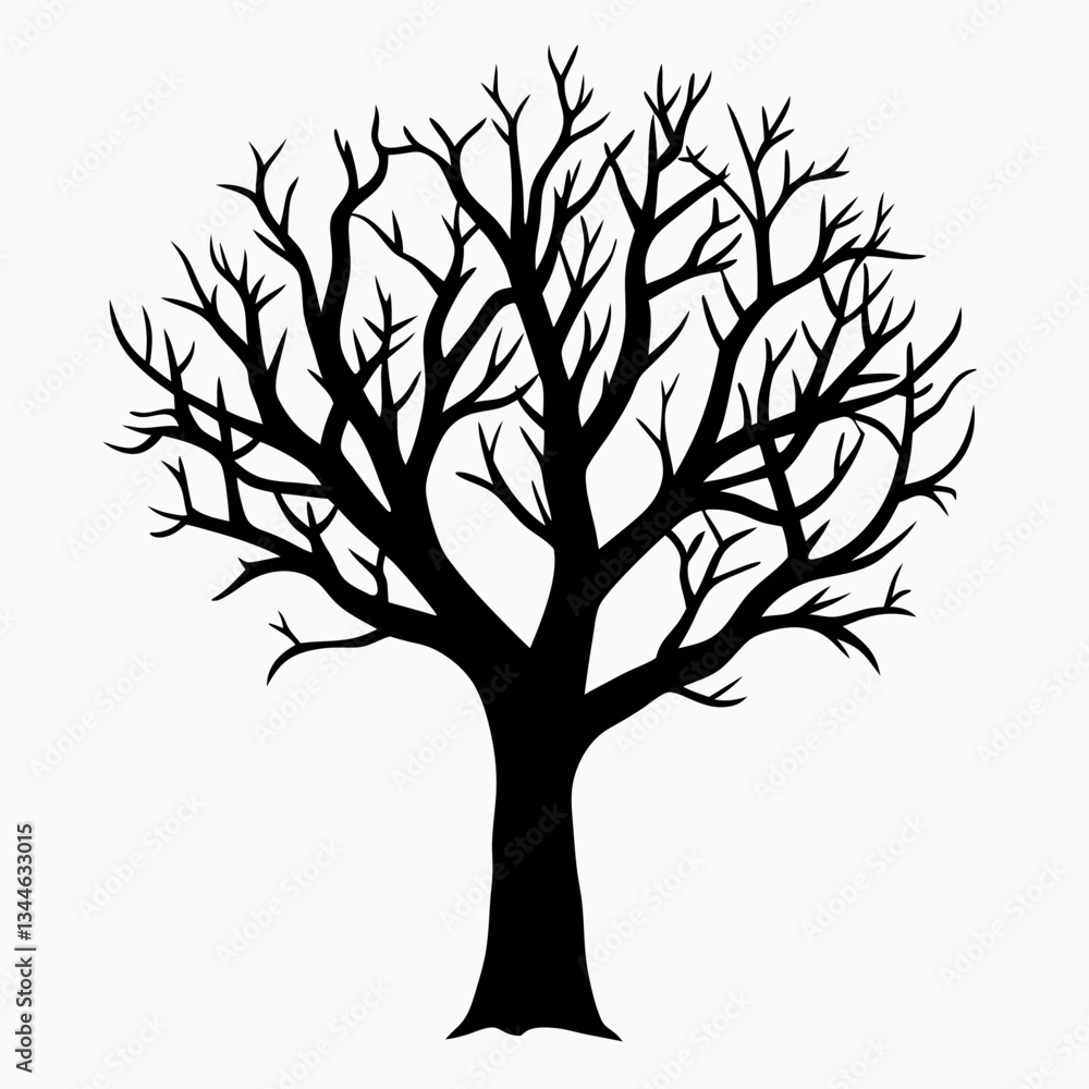 Obraz premium Silhouette of a tree with leaves in a vector style representing nature and the changing seasons