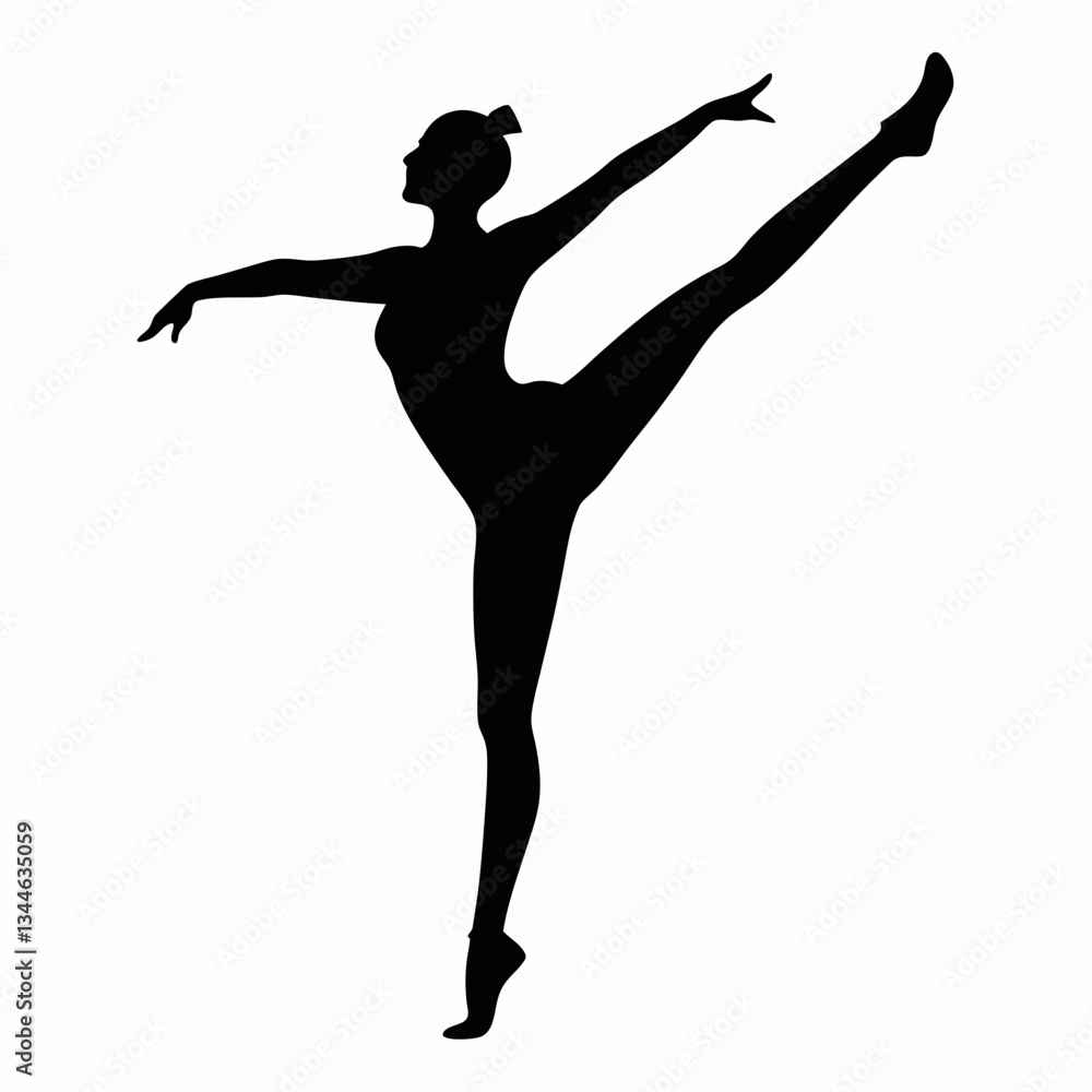 Fototapeta premium Silhouette of a graceful ballet dancer posing elegantly