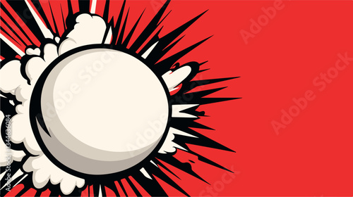 Blank comic explosion template with a strong pop-art effect. Vibrant comic burst design is ideal for customization, creating eye-catching marketing materials. Pop-art and dynamic graphic concept