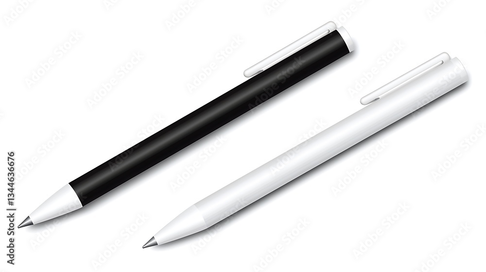 Two ballpoint pens on white background for writing Two ballpoint pens on white background for writing
